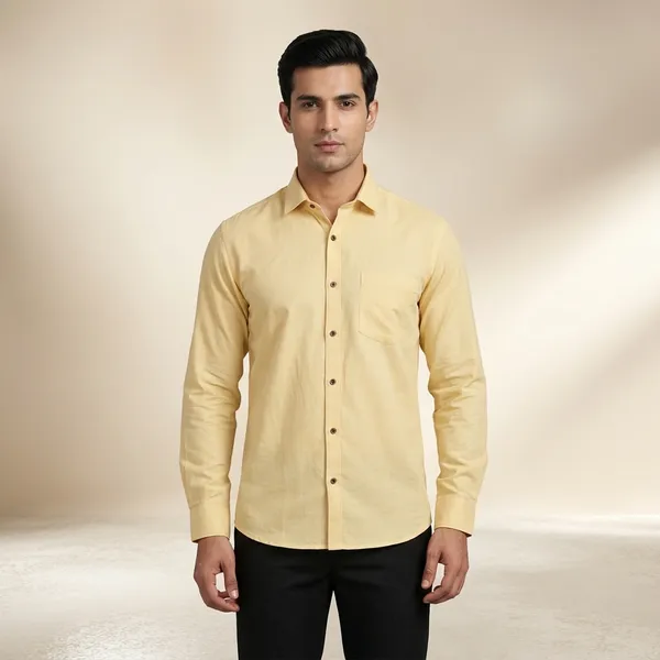 Yellow_Cotton_Slim_Fit_Formal_Shirt_For_Men