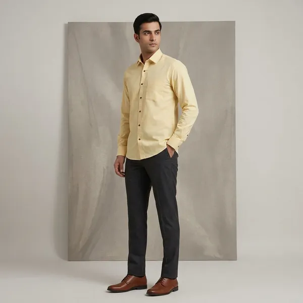 Yellow_Cotton_Slim_Fit_Formal_Shirt_For_Men