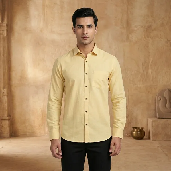 Yellow_Cotton_Slim_Fit_Formal_Shirt_For_Men
