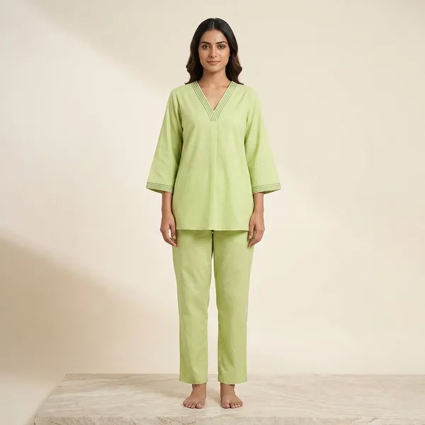 Green_Cotton_Blend_Full_Sleeve_Kurta_Pajama_Set_For_Women