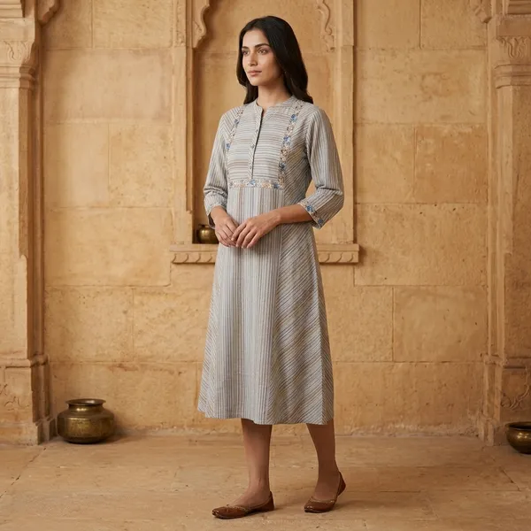 Grey_Cotton_Striped_Embroidered_A-Line_Kurti_For_Women