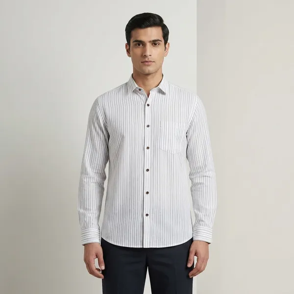 White_Striped_Cotton_Full_Sleeve_Formal_Shirt_For_Men
