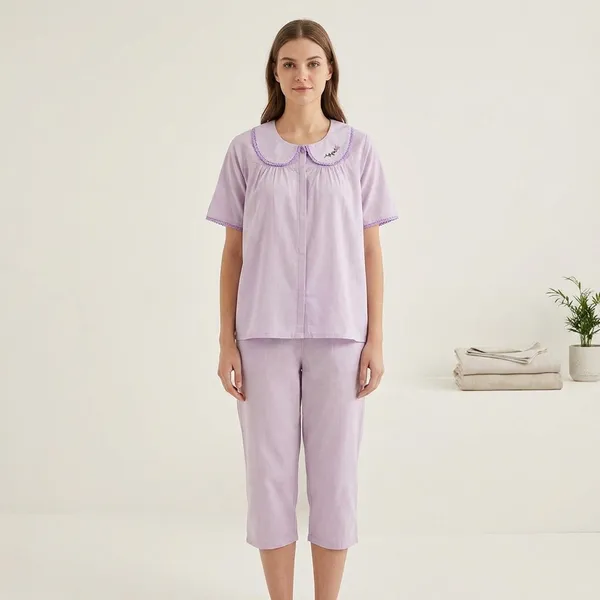 Lavender_Cotton_Relaxed_Fit_Peter_Pan_Collar_Sleepwear_Set_For_Women