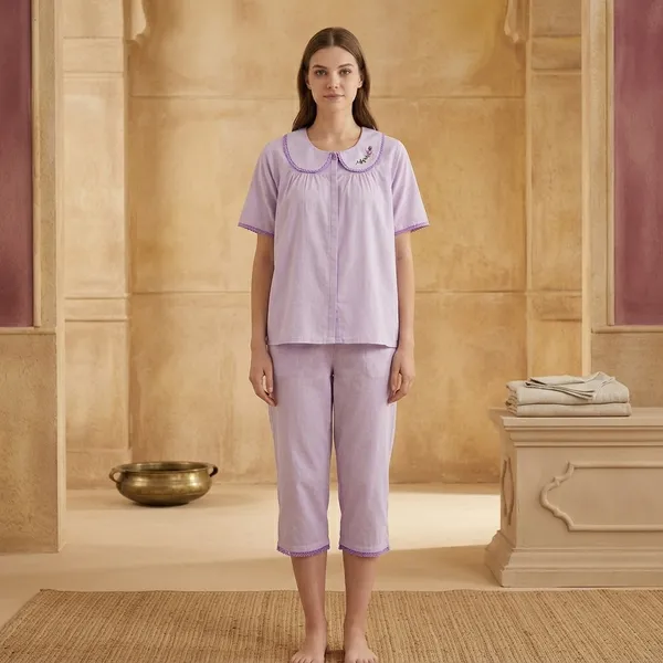 Lavender_Cotton_Relaxed_Fit_Peter_Pan_Collar_Sleepwear_Set_For_Women