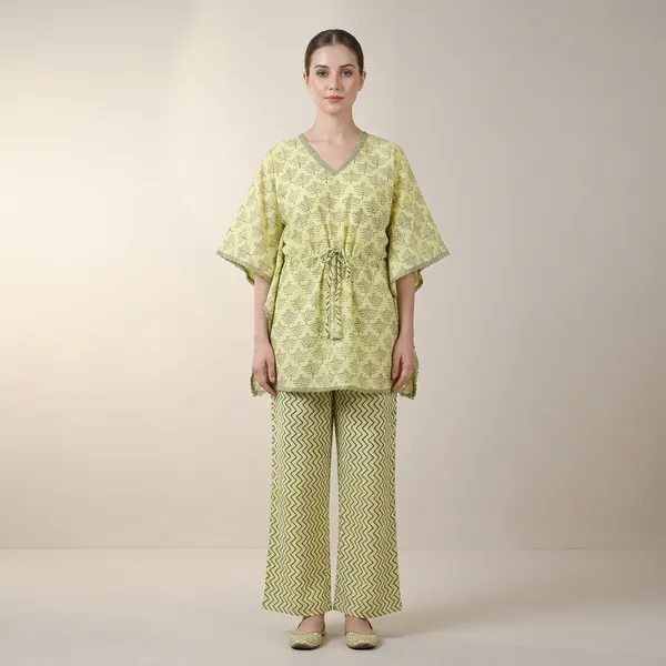 Yellow_Cotton_Relaxed_Kaftan_Top_For_Women
