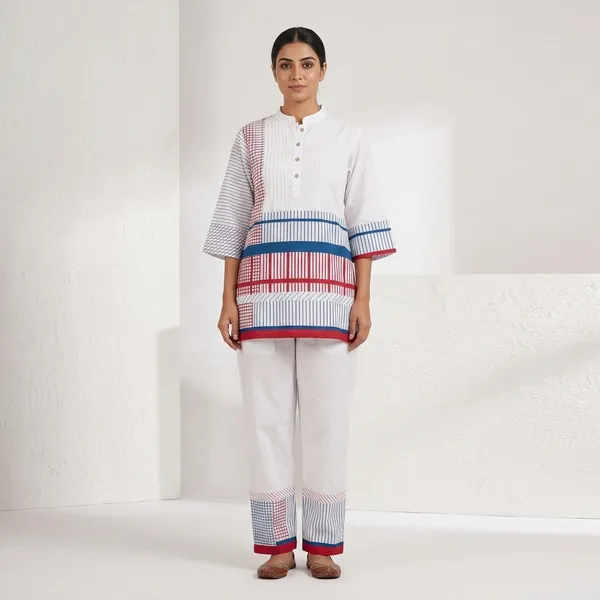 White_Cotton_Printed_Kurta_Pyjama_Set_For_Women