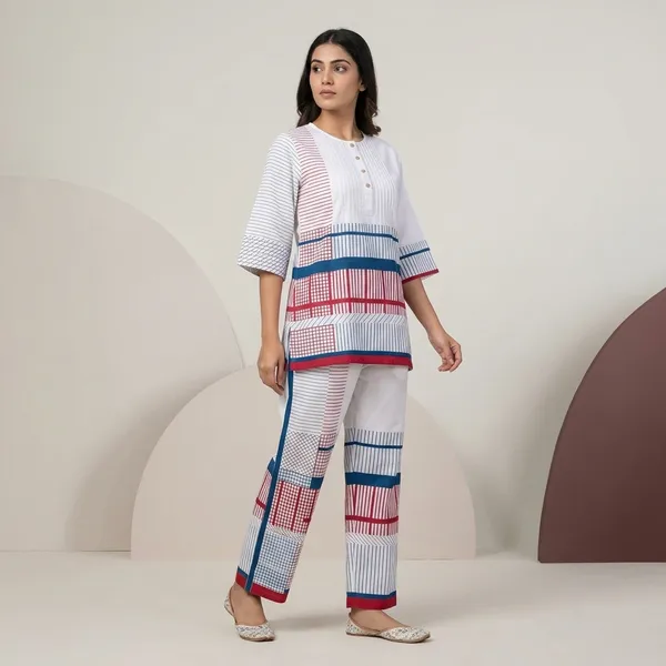 White_Cotton_Printed_Kurta_Pyjama_Set_For_Women