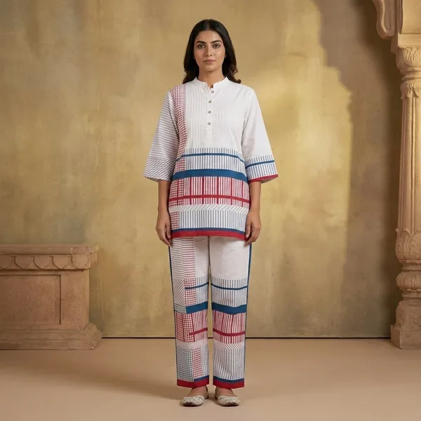 White_Cotton_Printed_Kurta_Pyjama_Set_For_Women