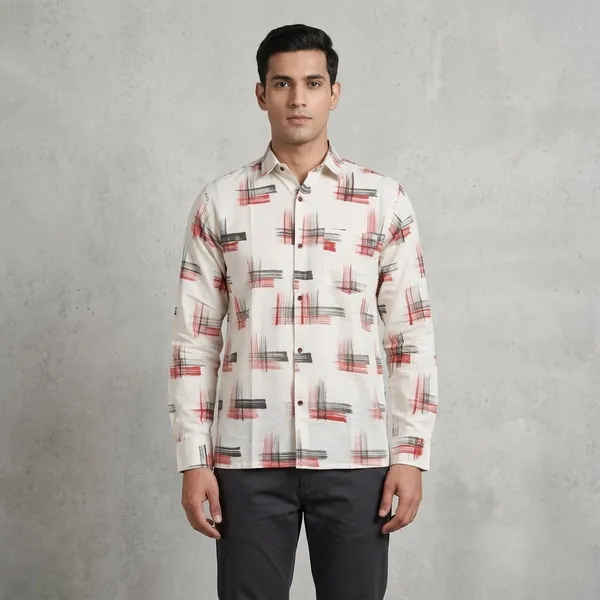 White_Cotton_Relaxed_Fit_Printed_Shirt_For_Men