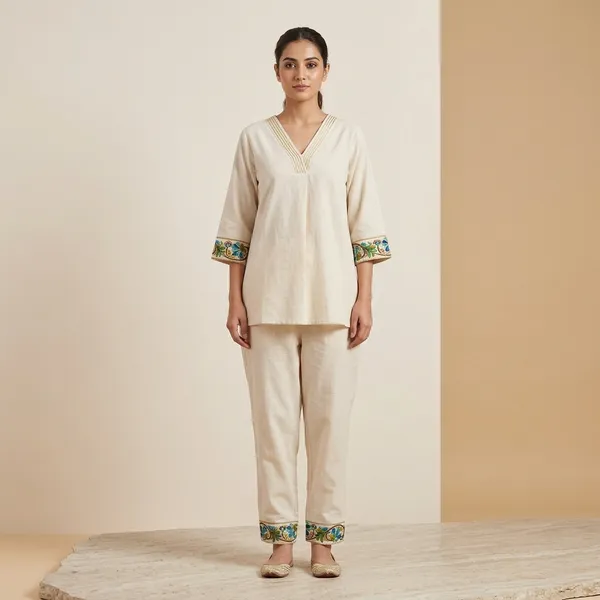 Cream_Cotton_Embroidered_Ethnic_Kurta_Pajama_Set_For_Women