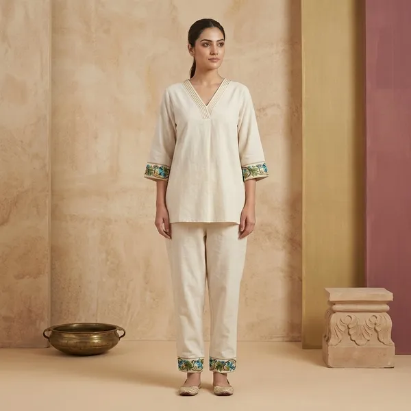 Cream_Cotton_Embroidered_Ethnic_Kurta_Pajama_Set_For_Women