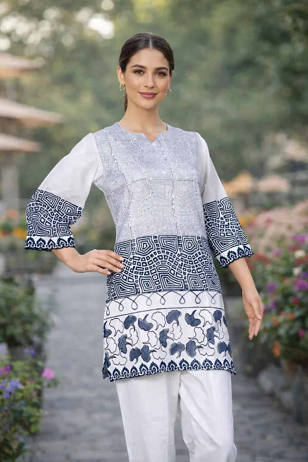 White_Cotton_Block_Printed_Suit_Set_For_Women