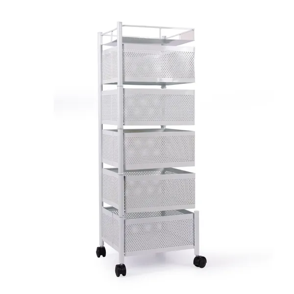 White_Kitchen_Storage_Rack_|_Revolving_Vegetable_Rack_|_Square_Multipurpose_Storage_Trolley_With_Wheels_5_Layer_White
