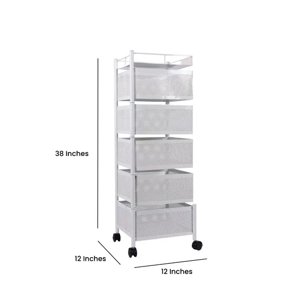 White_Kitchen_Storage_Rack_|_Revolving_Vegetable_Rack_|_Square_Multipurpose_Storage_Trolley_With_Wheels_5_Layer_White