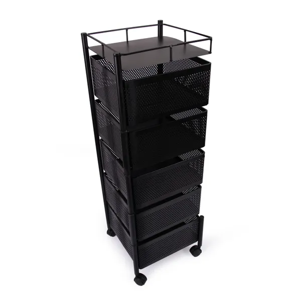 Black_Kitchen_Storage_Rack_|_Revolving_Vegetable_Rack_|_Square_Multipurpose_Storage_Trolley_With_Wheels_5_Layer_Black