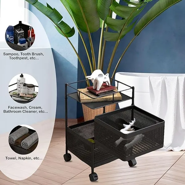 Black_Kitchen_Storage_Rack_|_Revolving_Vegetable_Rack_|_Square_Multipurpose_Storage_Trolley_With_Wheels_2_Layer_Black