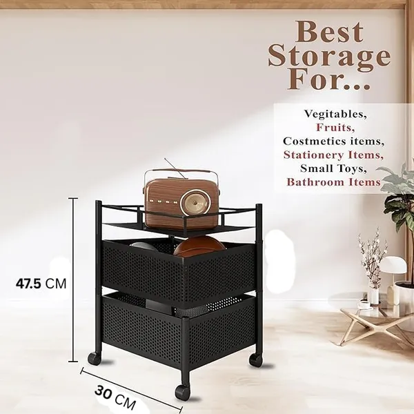 Black_Kitchen_Storage_Rack_|_Revolving_Vegetable_Rack_|_Square_Multipurpose_Storage_Trolley_With_Wheels_2_Layer_Black