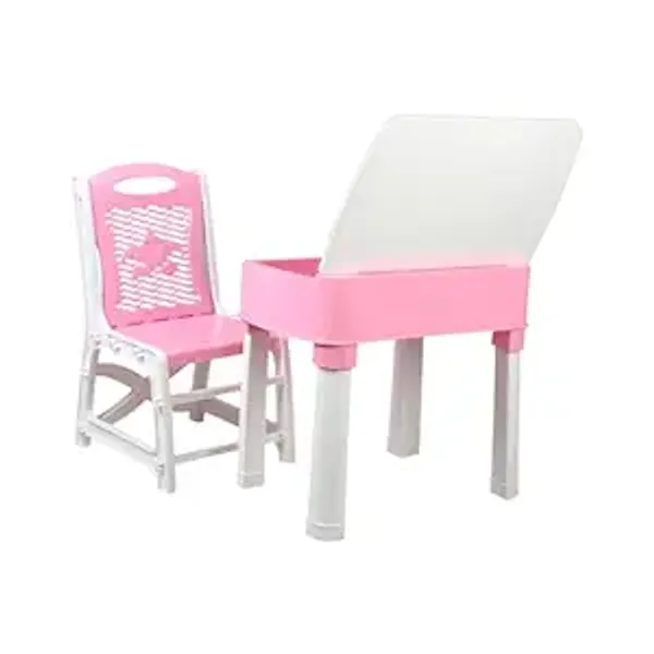 Pink_Kids_Functional_Desk_Chair_Set_3-12_Years_Boys_Girls_/_Kids_Study_Table_With_Bookholder