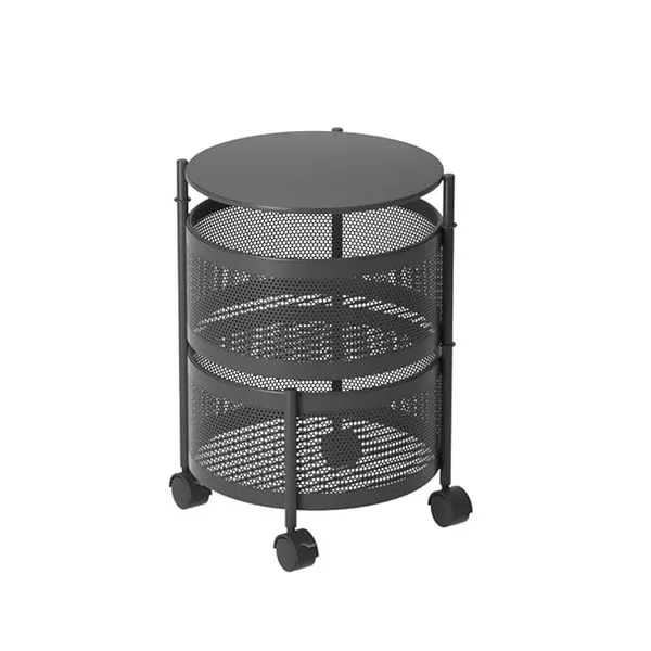 Black_Kitchen_Storage_Rack_|_Revolving_Vegetable_Rack_|_Square_Multipurpose_Storage_Trolley_With_Wheels_2_Layer_Round