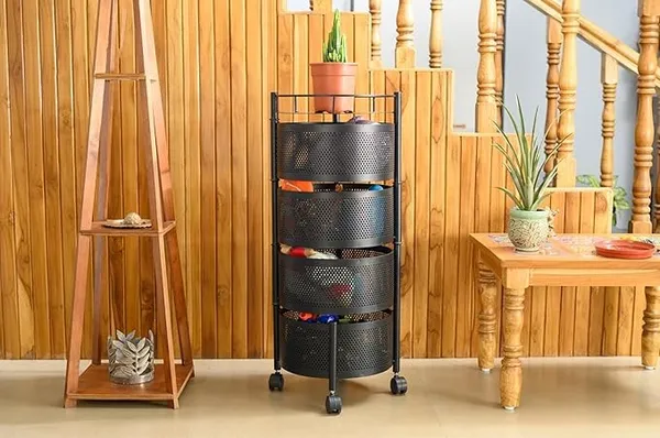 Black_Kitchen_Storage_Rack_|_Revolving_Vegetable_Rack_|_Square_Multipurpose_Storage_Trolley_With_Wheels_4_Layer_Round
