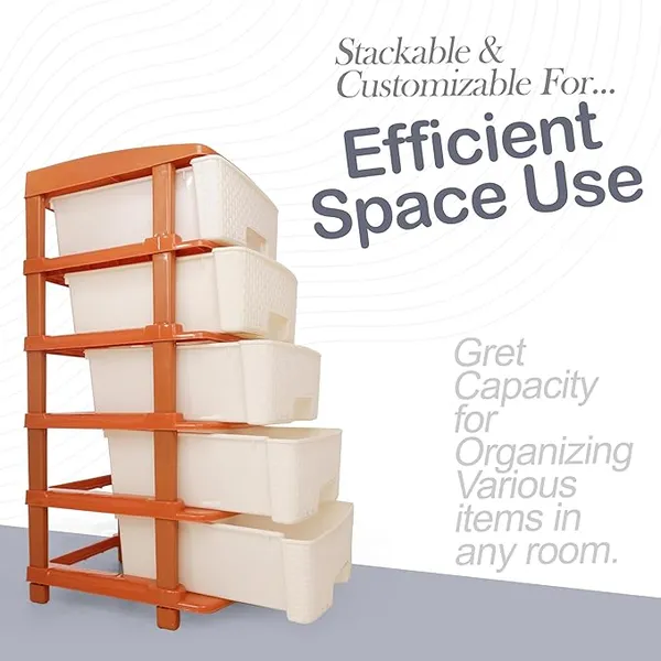 White_And_Gold_High_Density_Plastic_Movable_Storage_Cabinet_For_Kids_And_Adults_With_Multipurpose_And_Versatile_Organizer_Ideal_For_Kids_-_5_Layer