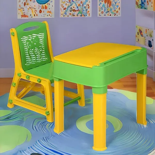Yellow_Kids_Functional_Desk_Chair_Set_3-12_Years_Boys_Girls_/_Kids_Study_Table_With_Bookholder