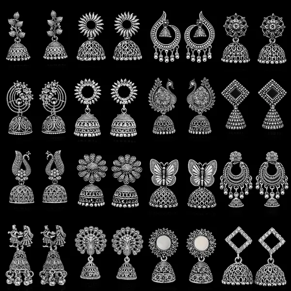 Silver_Elegant_Design_Alloy_Earrings_Set_Of_16_For_Women