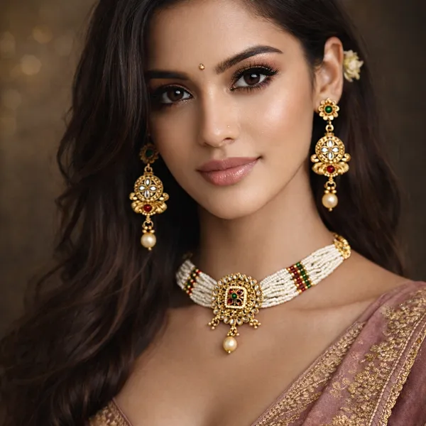 White_And_Gold_Elegant_Design_Alloy_Necklace_Set_For_Women