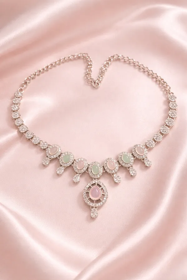 White_Elegant_Design_Alloy_Necklace_Set_For_Women