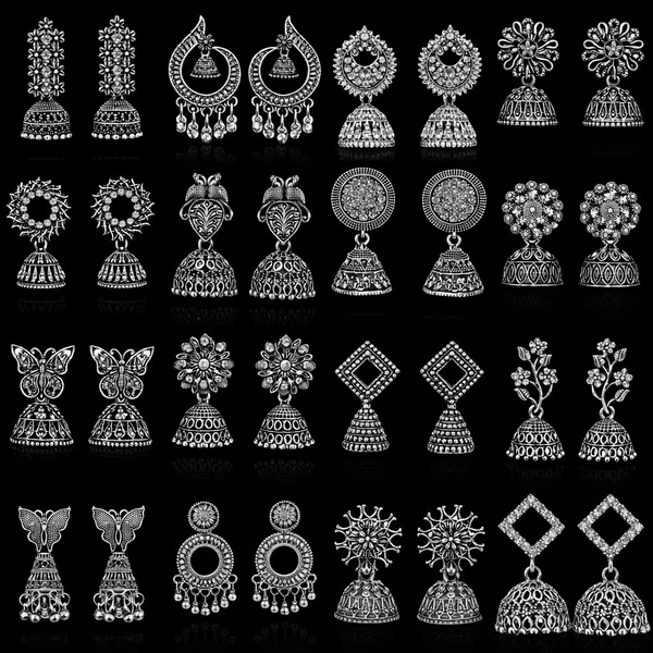 Silver_Elegant_Design_Alloy_Earrings_Set_Of_16_For_Women