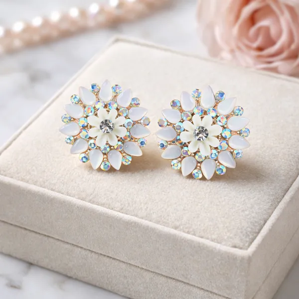 White_Elegant_Design_Alloy_Earrings_For_Women