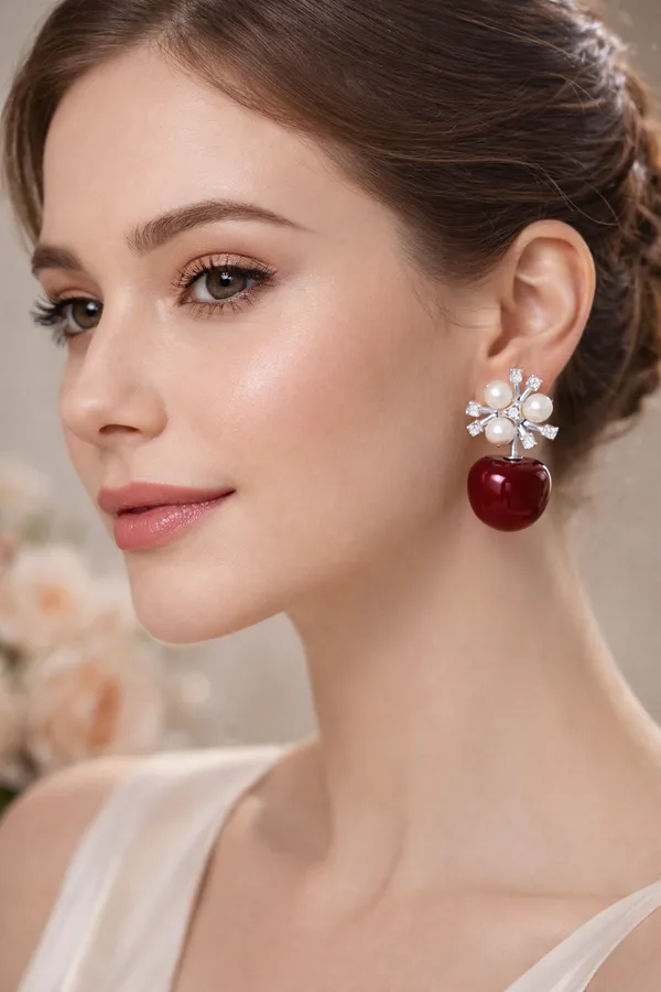 Red_Elegant_Design_Alloy_Earrings_For_Women