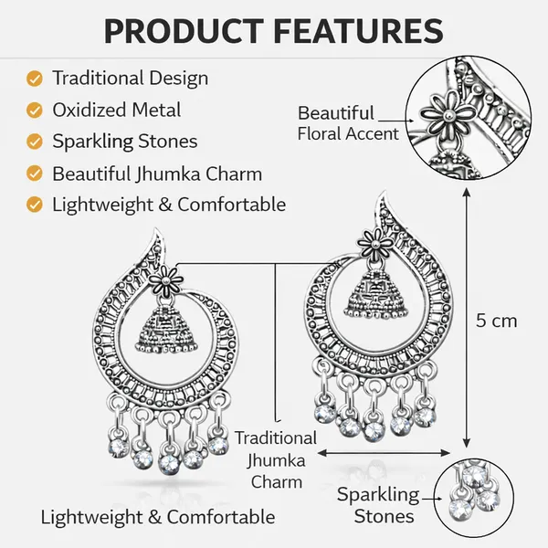 Silver_Elegant_Design_Alloy_Earrings_Set_Of_9_For_Women