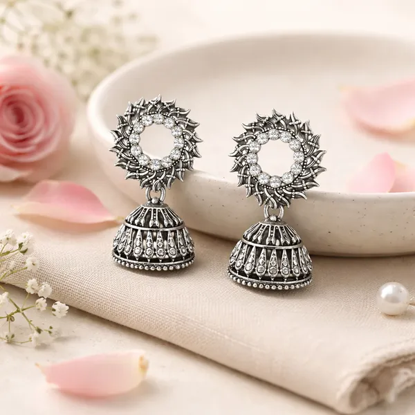 Silver_Elegant_Design_Alloy_Earrings_Set_Of_9_For_Women
