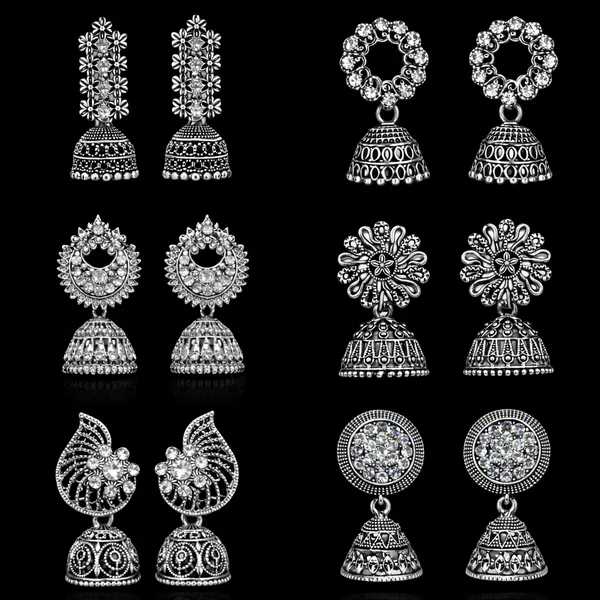 Silver_Elegant_Design_Alloy_Earrings_Set_Of_6_For_Women