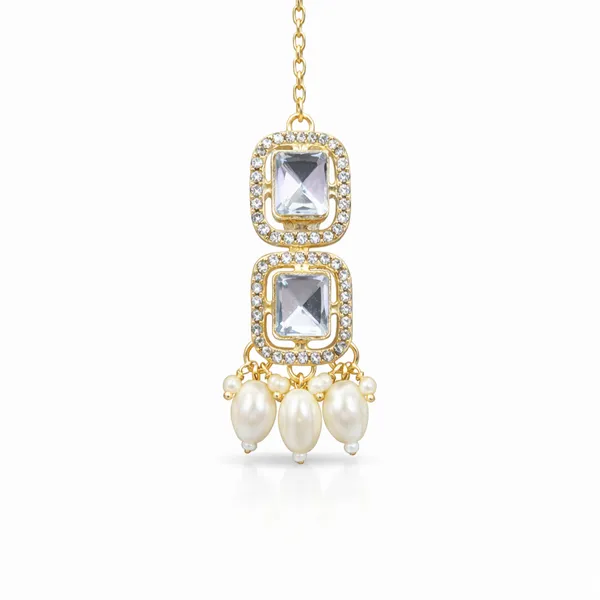 White_And_Gold_Elegant_Design_Alloy_Necklace_Set_For_Women
