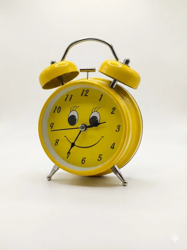 Yellow_Plastic_Plastic_Clock_For_Timekeeping_And_Bedside_Use