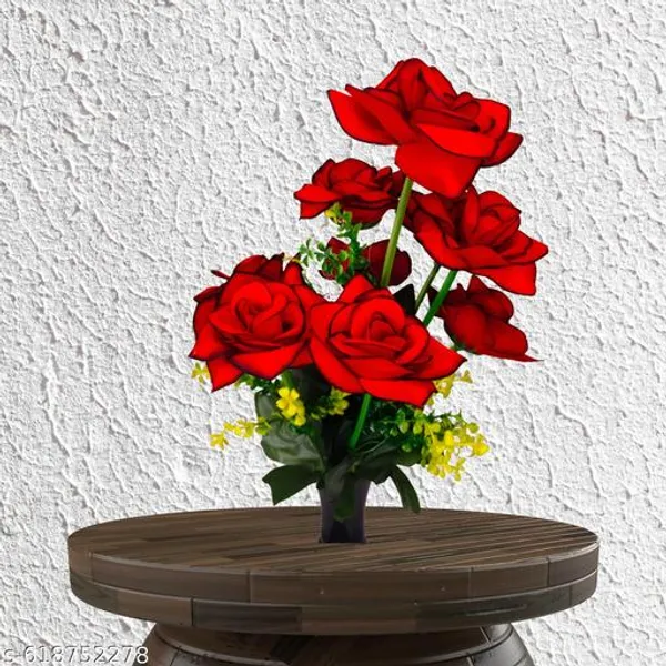 Red_And_Green_Plastic_Artificial_Flower_Bunch_For_Home_Decor_And_Decoration