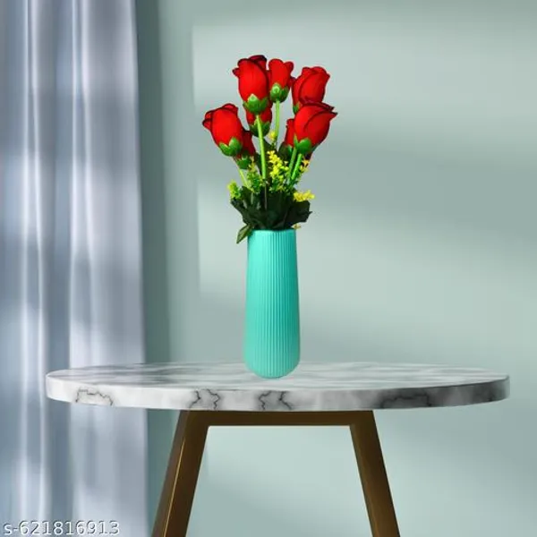 Green_Plastic_Decorative_Plastic_Flower_Vase_For_Flower_Arrangement_And_Home_Decor