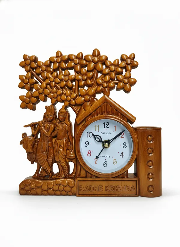 Brown_Premium_Plastic_Clock_With_Pen_Stand