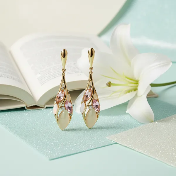 Gold_Modern_Luxe_Floral_Drop_Earrings_For_Women