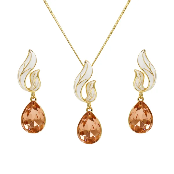 White_And_Gold_Brass_And_Mixed_Alloy_Necklace_For_Women