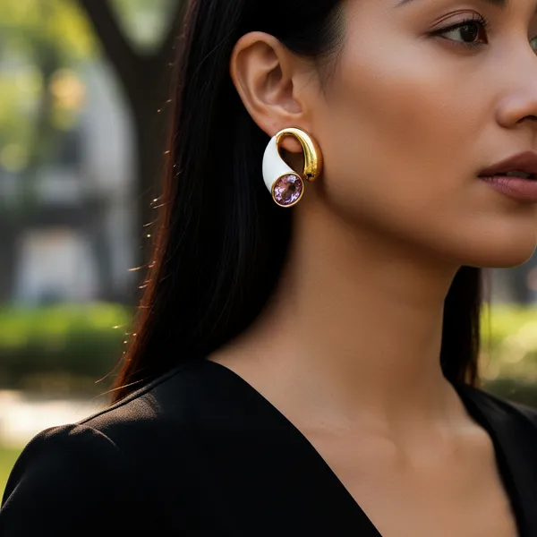 White_And_Gold_Refined_Pink_Radiance_Earrings_For_Women
