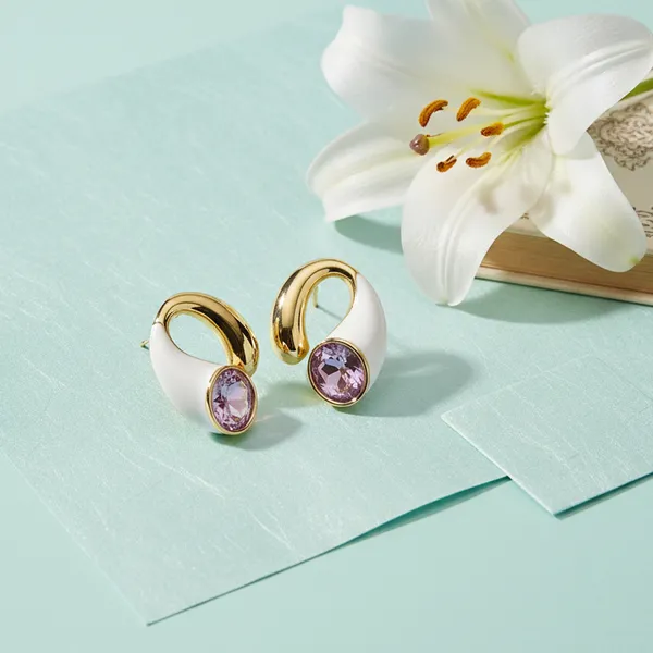 White_And_Gold_Refined_Pink_Radiance_Earrings_For_Women