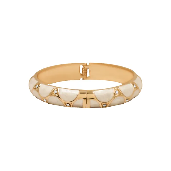 White_And_Gold_Opaline_Glow_Gold_Tone_Statement_Bangle_For_Women