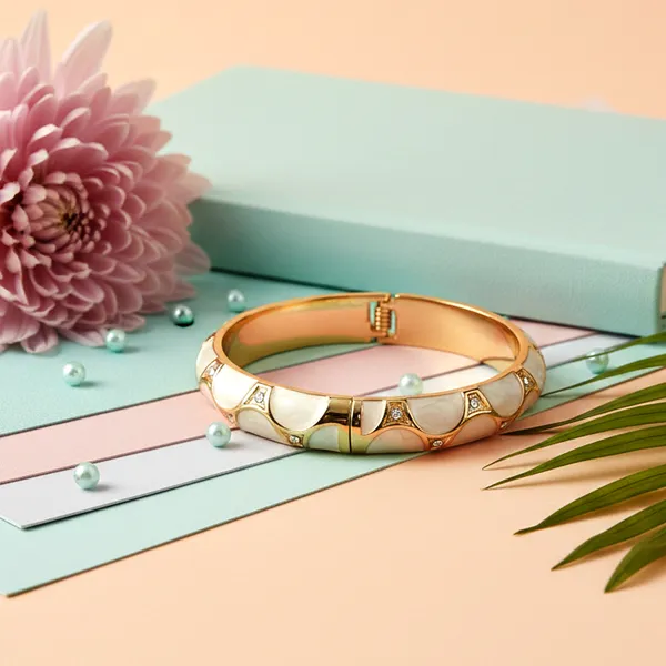 White_And_Gold_Opaline_Glow_Gold_Tone_Statement_Bangle_For_Women