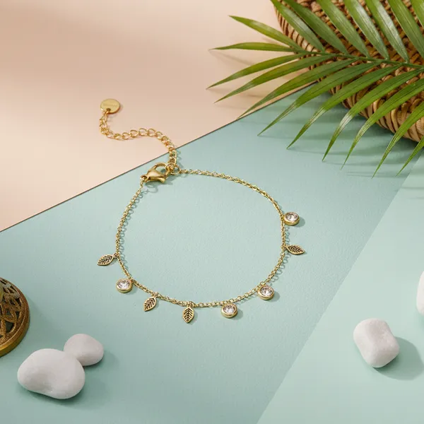 Gold_Aurora_Leaf_And_Crystal_Gold_Tone_Bracelet_For_Women