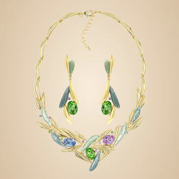 Multicolor_Elaria_Modern_Botanical_Necklace_And_Earring_Set_For_Women