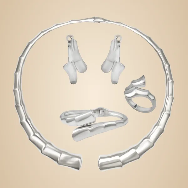 Silver_Modern_Sculpted_Silver_Tone_Jewelry_Set_For_Women