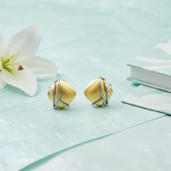 Gold_And_Silver_Modern_Wrapped_Square_Stud_Earrings_For_Women